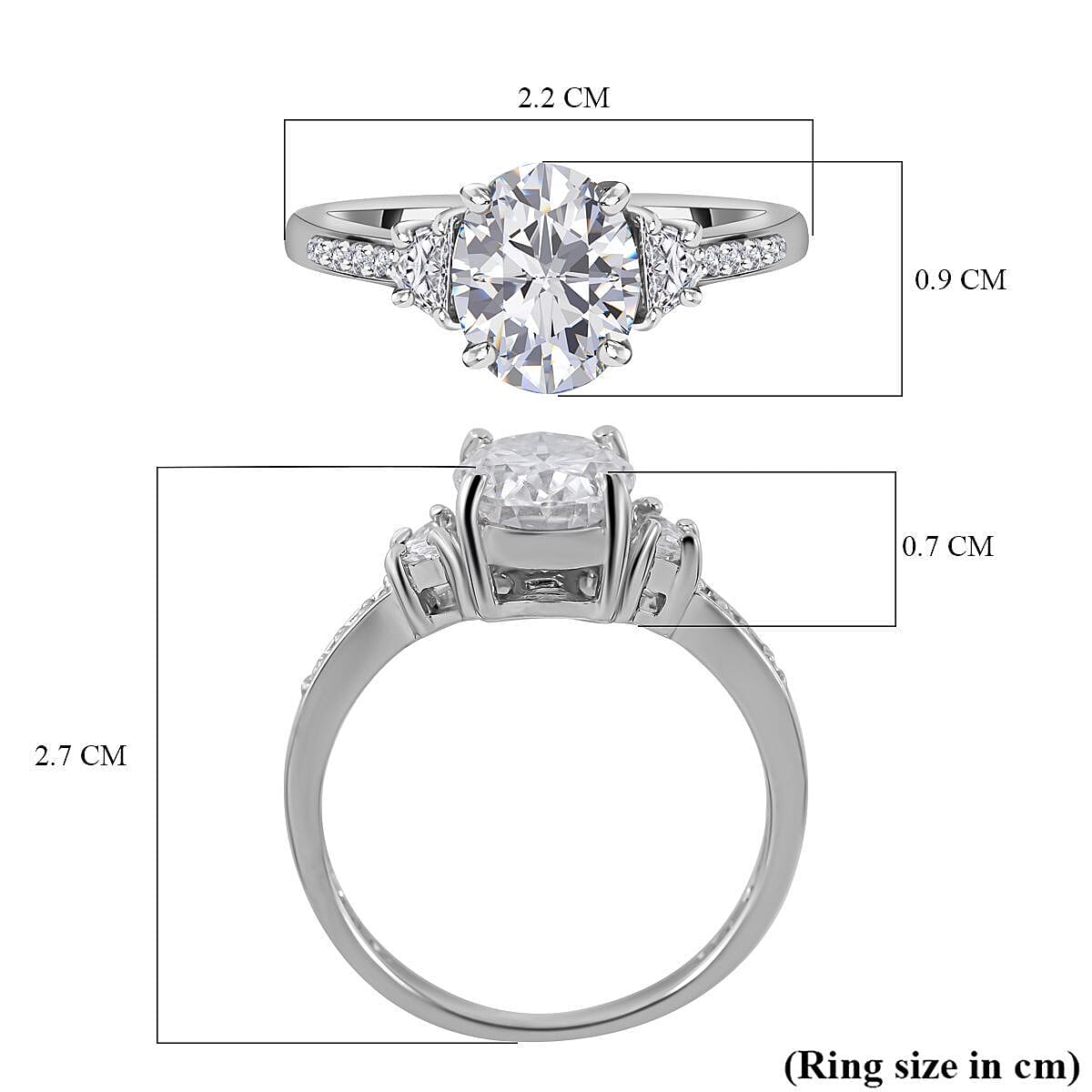 Moissanite Ring in Rhodium Overlay Sterling Silver 2.60 Ct. Metal Wt - 4.00 Gms.