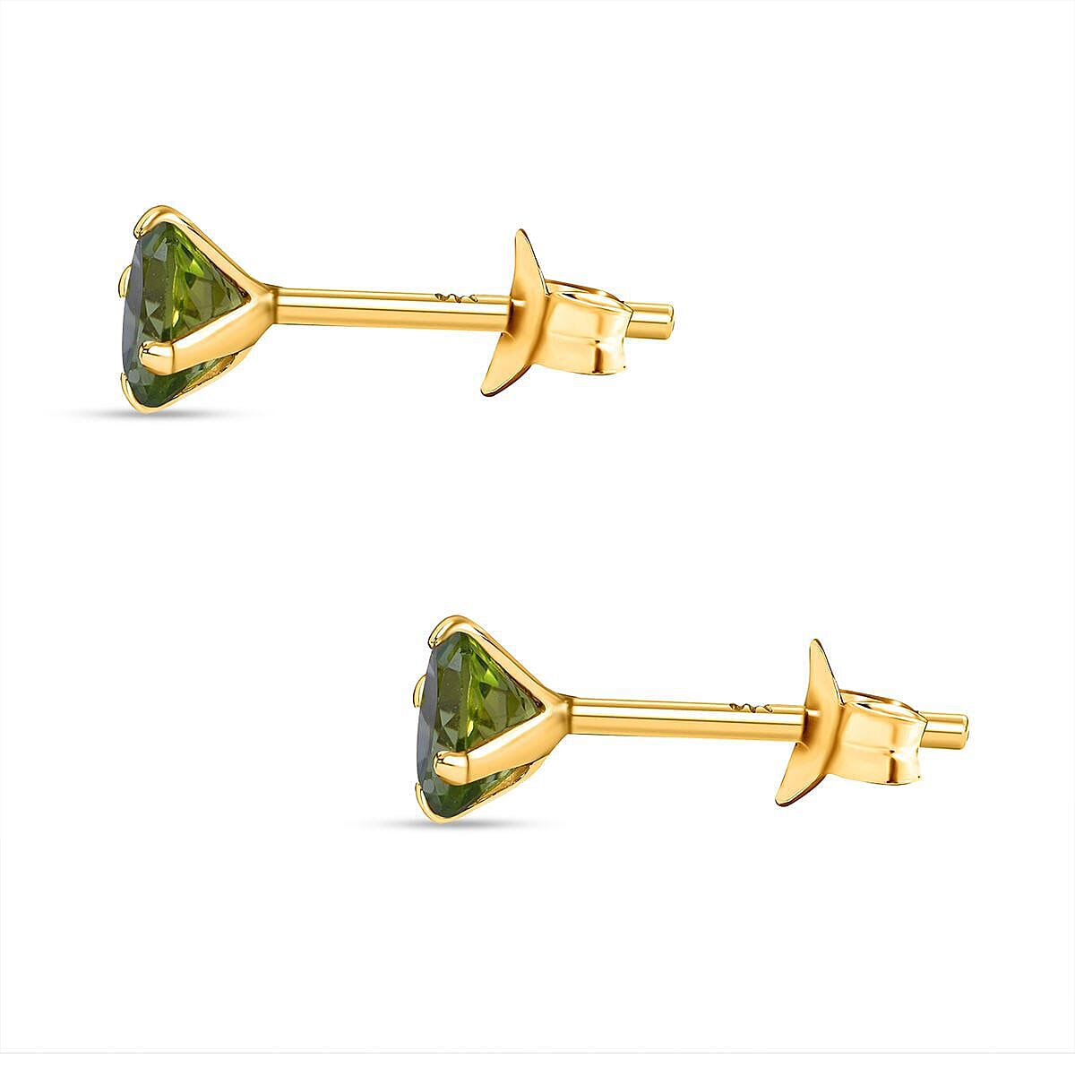 9K Yellow Gold AA Hebei Peridot Earrings (with Push Back) 1.20 Ct.