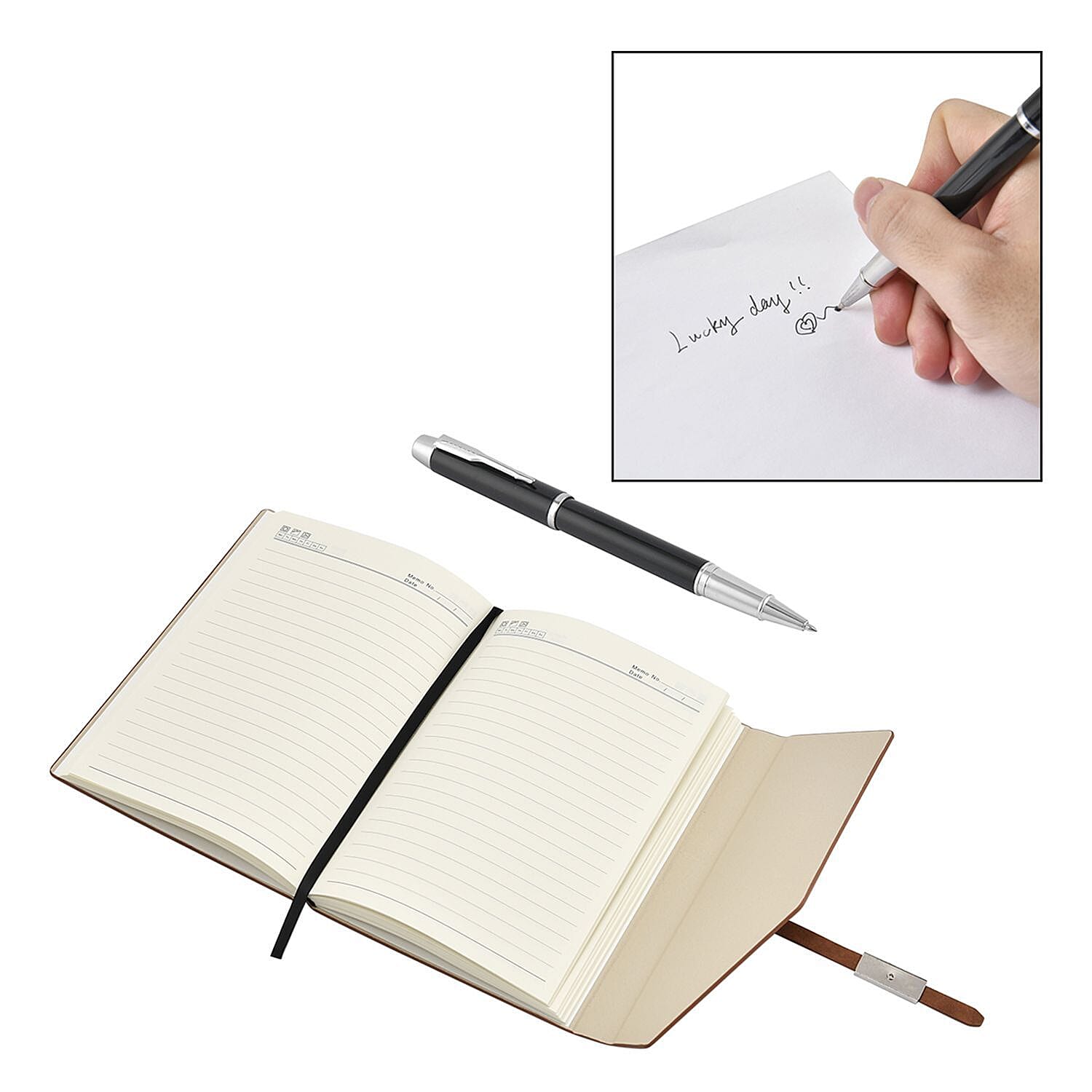 Classic A5 Notebook and Pen Gift Set - Brown