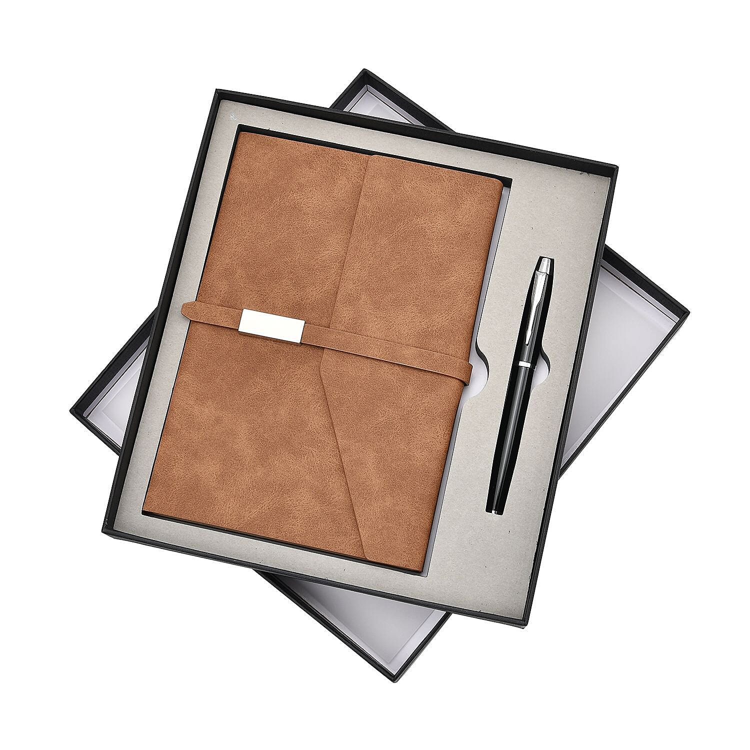 Classic A5 Notebook and Pen Gift Set - Brown