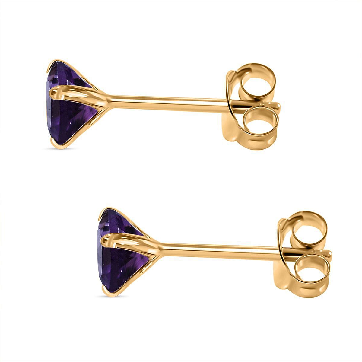 9K Yellow Gold Lusaka Amethyst Earrings (with Push Back) 1.00 Ct.