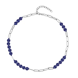 Lapis Lazuli Necklace (Size - 18 with 2 Inch Extender) in Silver Tone