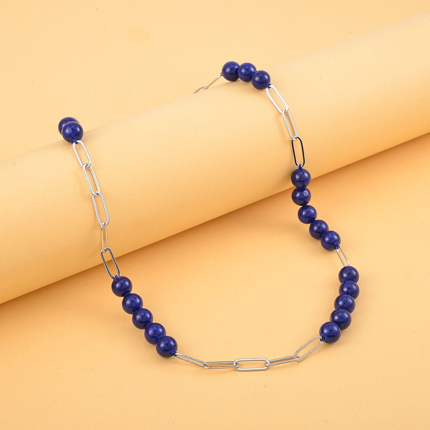 Lapis Lazuli Necklace (Size - 18 with 2 Inch Extender) in Silver Tone