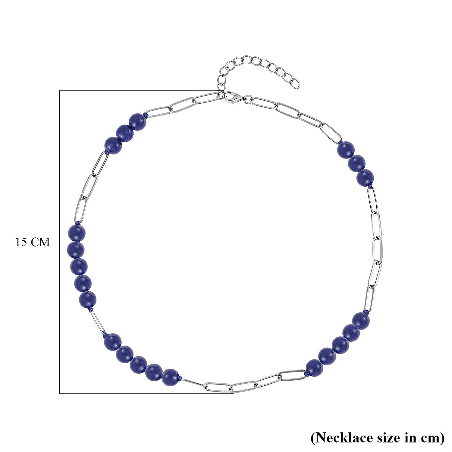 Lapis Lazuli Necklace (Size - 18 with 2 Inch Extender) in Silver Tone