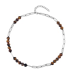 Yellow Tigers Eye Necklace (Size - 18 with 2 Inch Extender) in Silver Tone