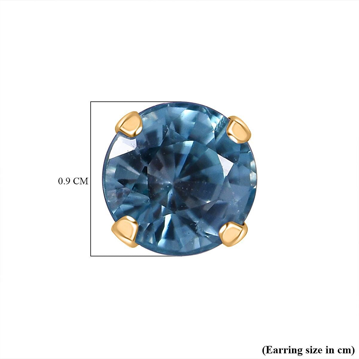 9K Yellow Gold Blue Zircon Earrings 1.56 Ct