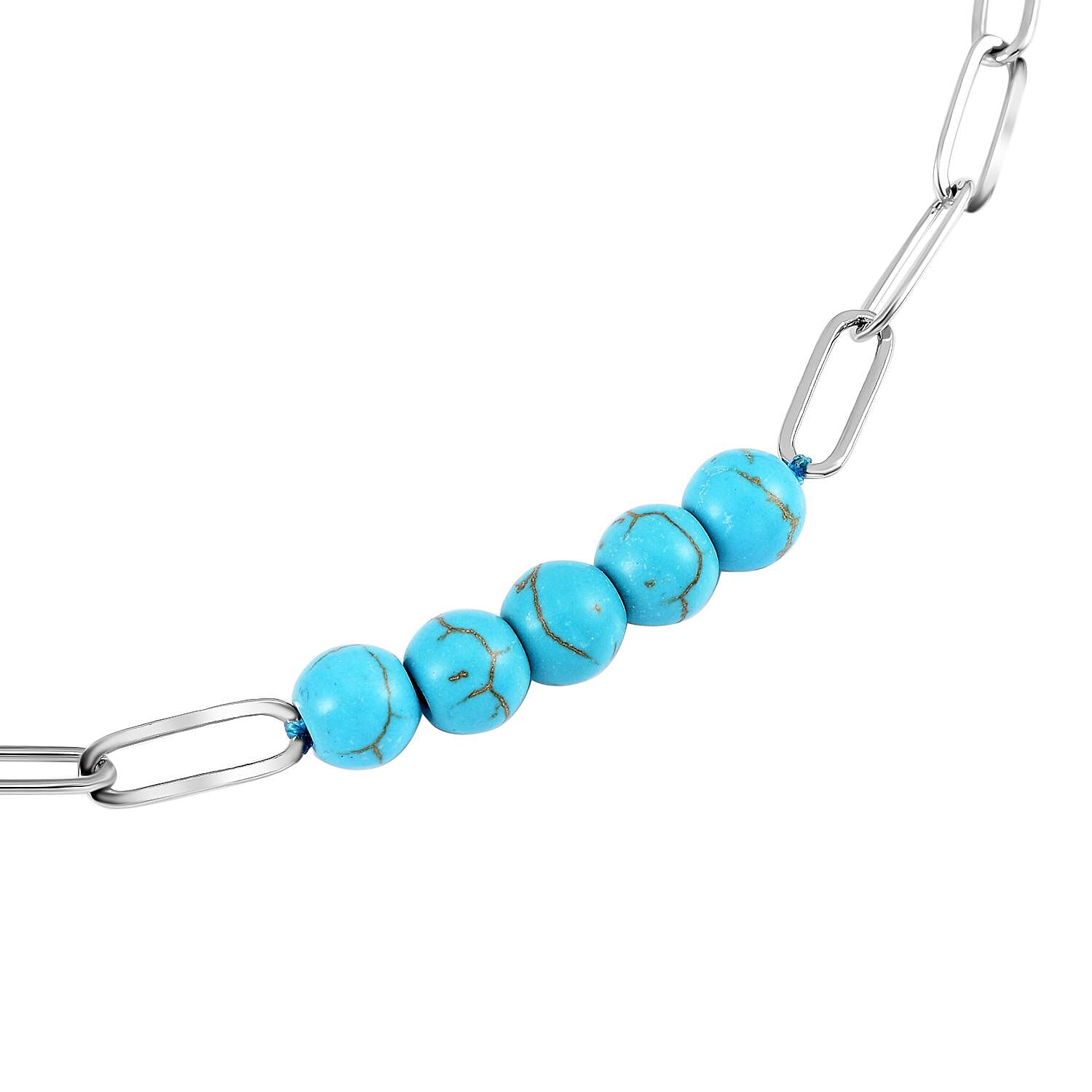 Blue Howlite Necklace (Size - 18 with 2 inch Extender) in Silver Tone