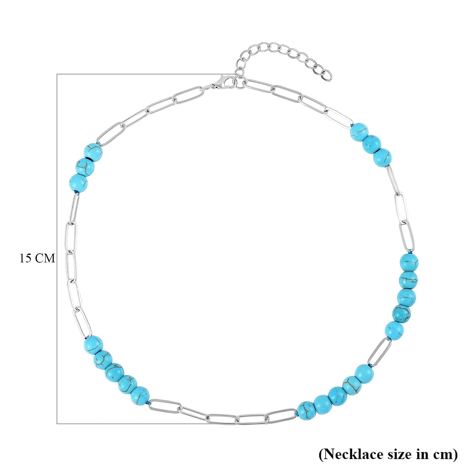 Blue Howlite Necklace (Size - 18 with 2 inch Extender) in Silver Tone