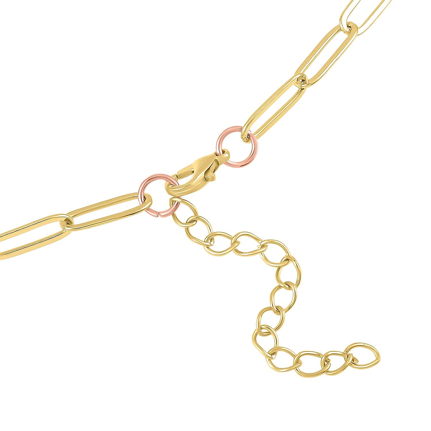 Rose Quartz Necklace (Size - 18 with 2 inch Extender) in Yellow Tone