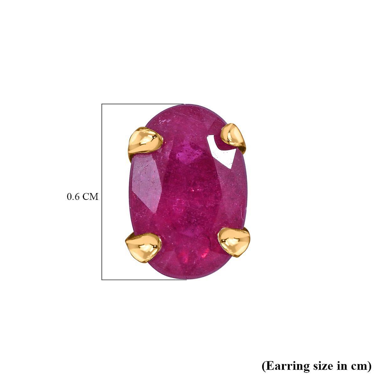 9K Yellow Gold AA African Ruby Earrings (with Push Back) 1.20 Ct.