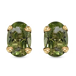 9K Yellow Gold AA Hebei Peridot Earrings (With Push Back) 1.00 Ct.