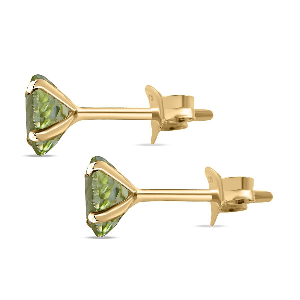 9K Yellow Gold AA Hebei Peridot Earrings (With Push Back) 1.00 Ct.