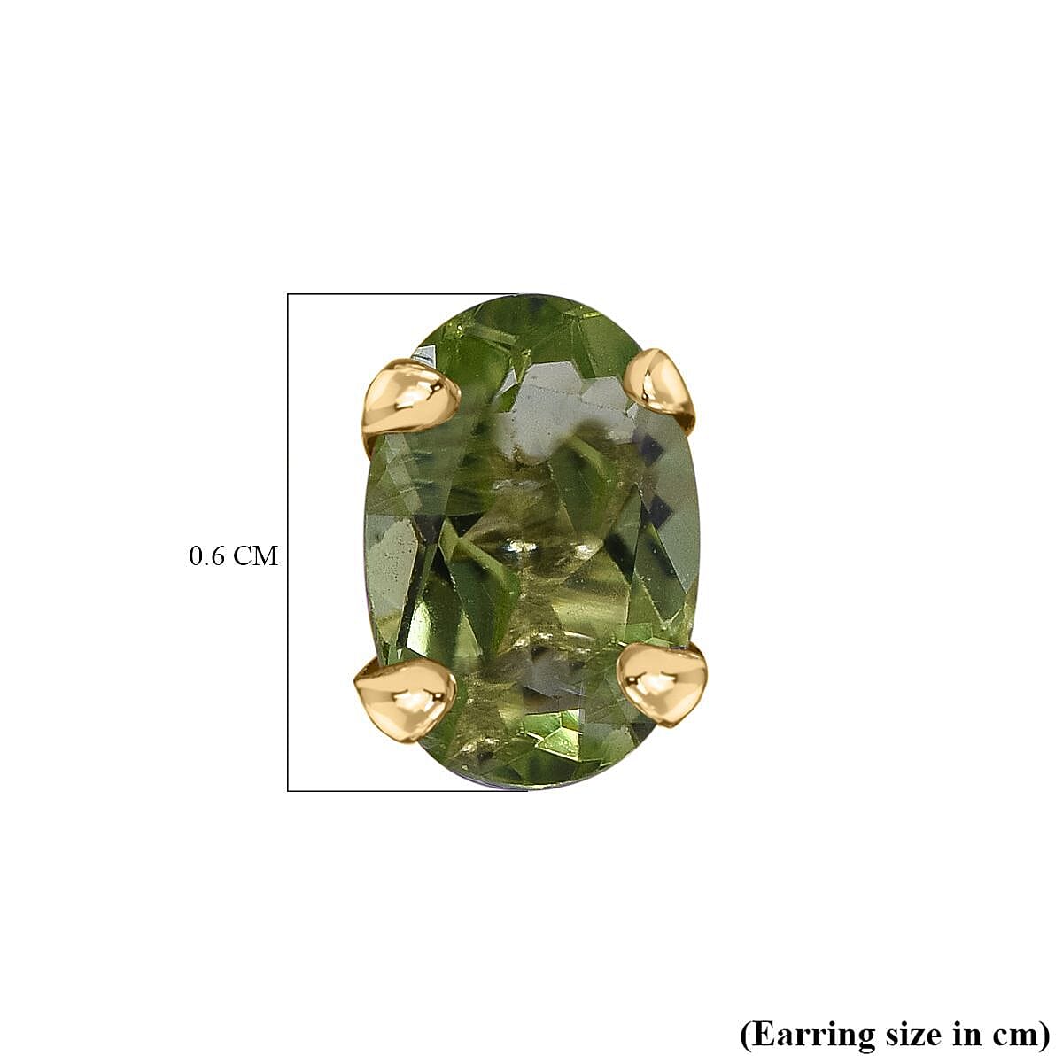 9K Yellow Gold AA Hebei Peridot Earrings (With Push Back) 1.00 Ct.