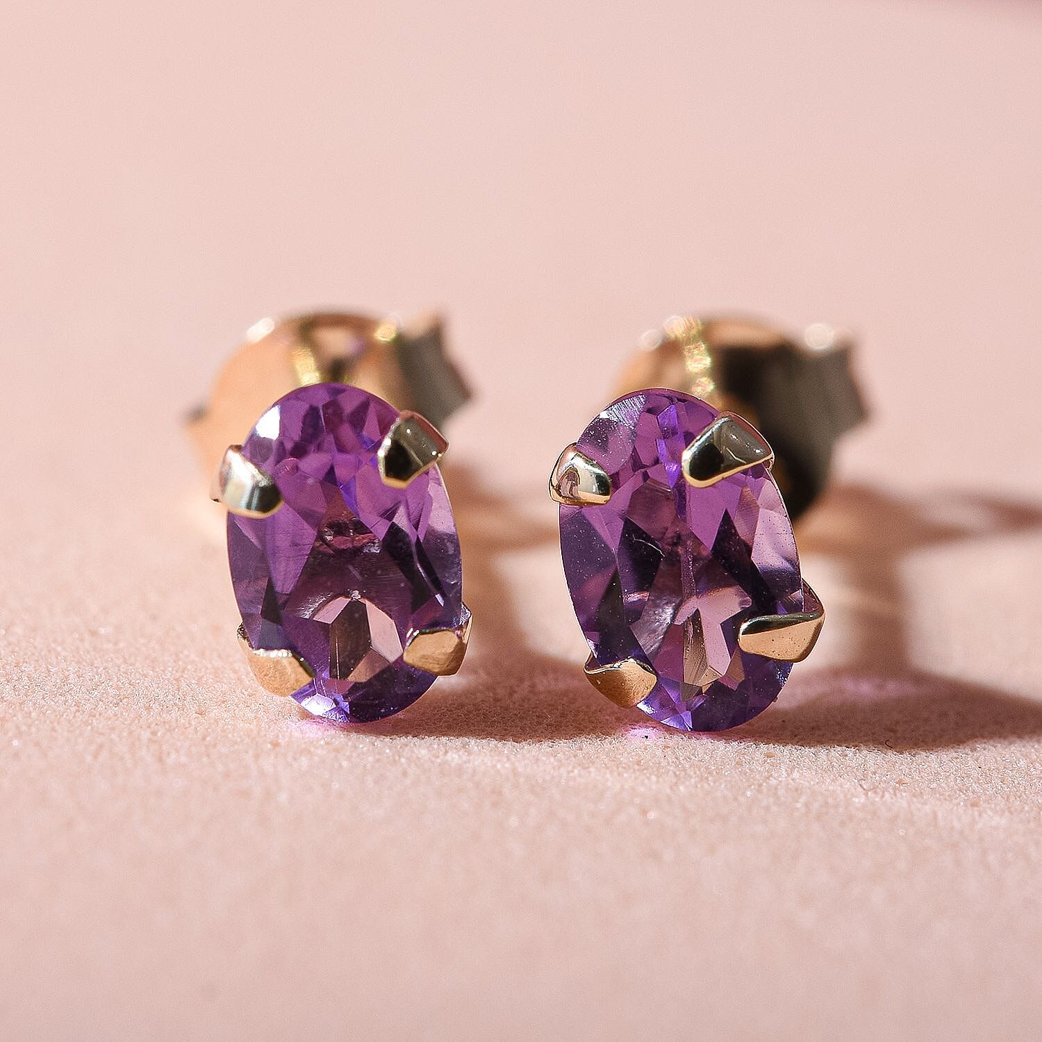 9K Yellow Gold Lusaka Amethyst Stud Earrings 1.00 Ct.