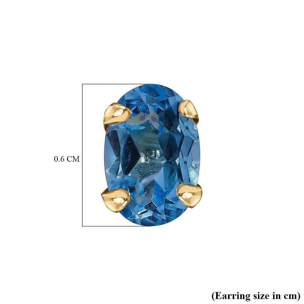 9K Yellow Gold AA Electric Blue Topaz Earrings (With Push Back) 1.00 Ct.