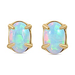 9K Yellow Gold AA Ethiopian Welo Opal Earrings (with Push Back)