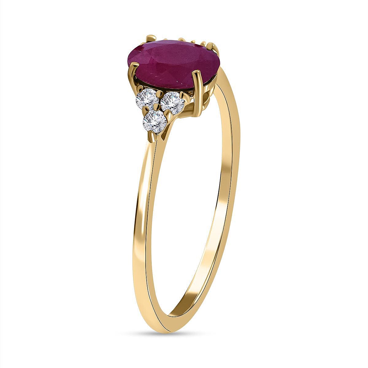 9K Yellow Gold Ruby and Diamond (G-H) Ring 1.11 Ct