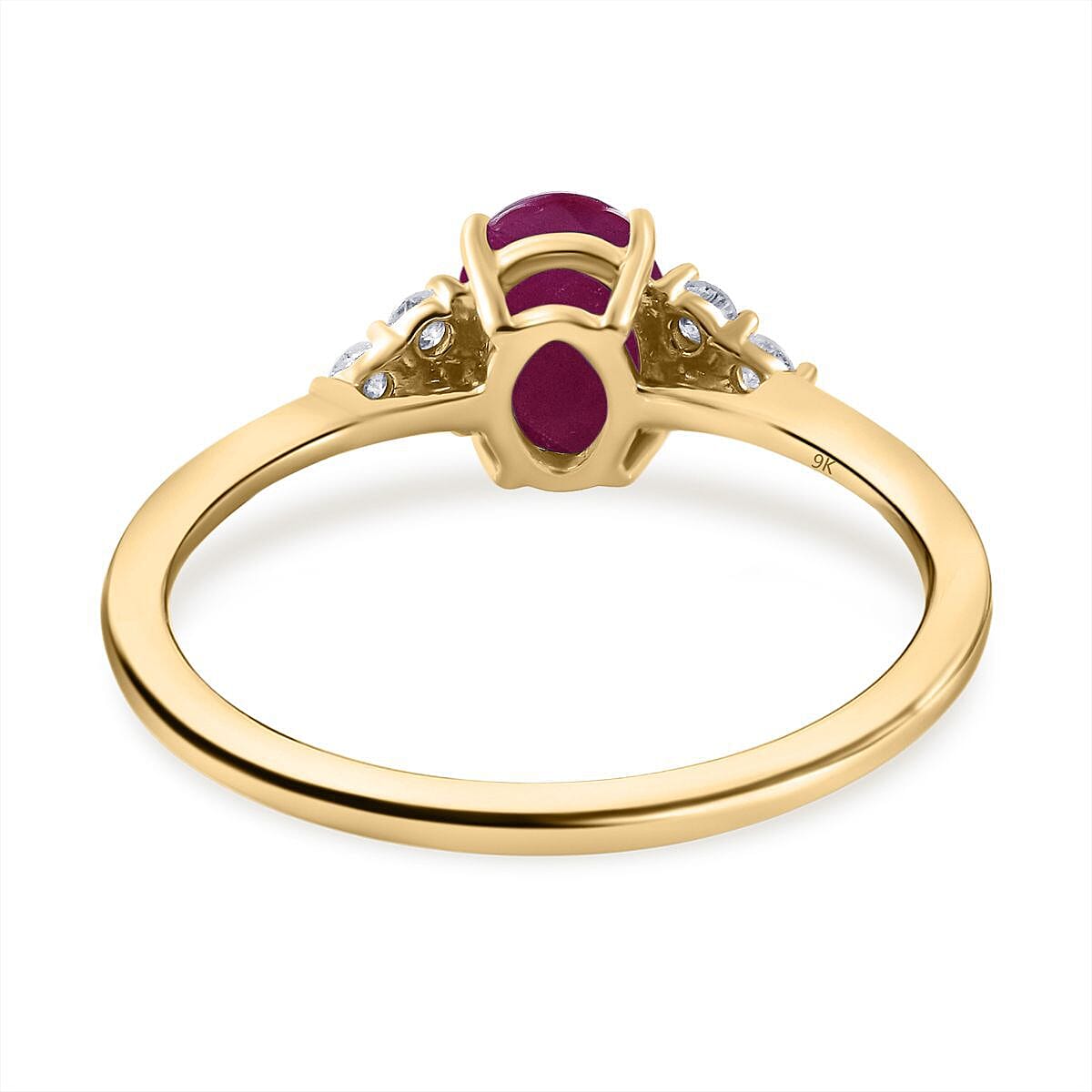 9K Yellow Gold Ruby and Diamond (G-H) Ring 1.11 Ct