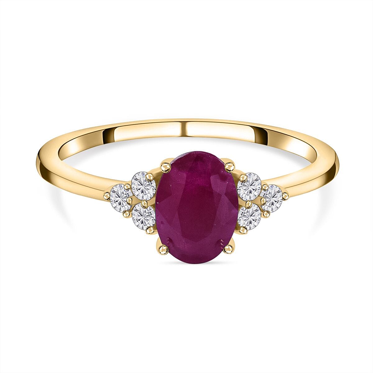 9K Yellow Gold Ruby and Diamond (G-H) Ring 1.11 Ct