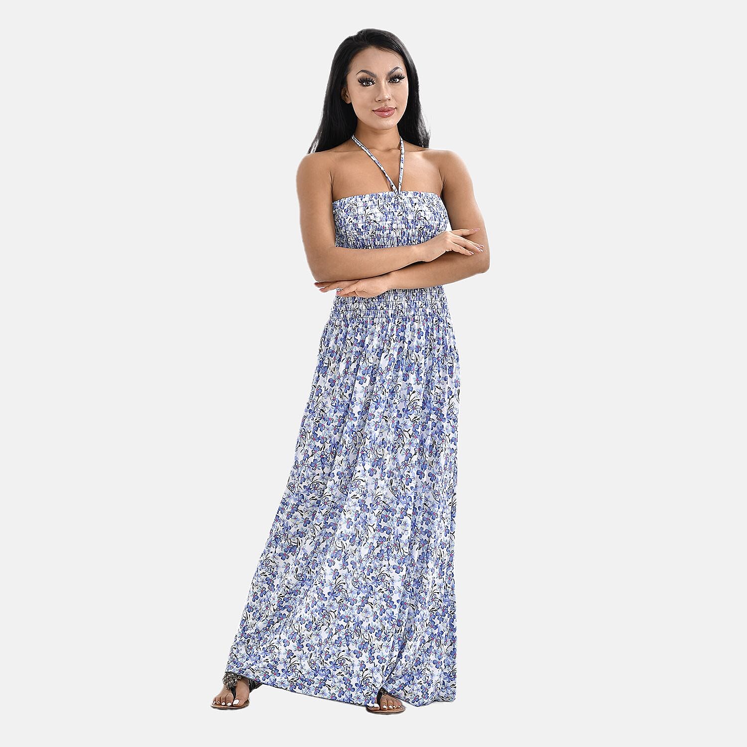 Tamsy Floral Printed Smock Dress (One Size, 8-18) - Green