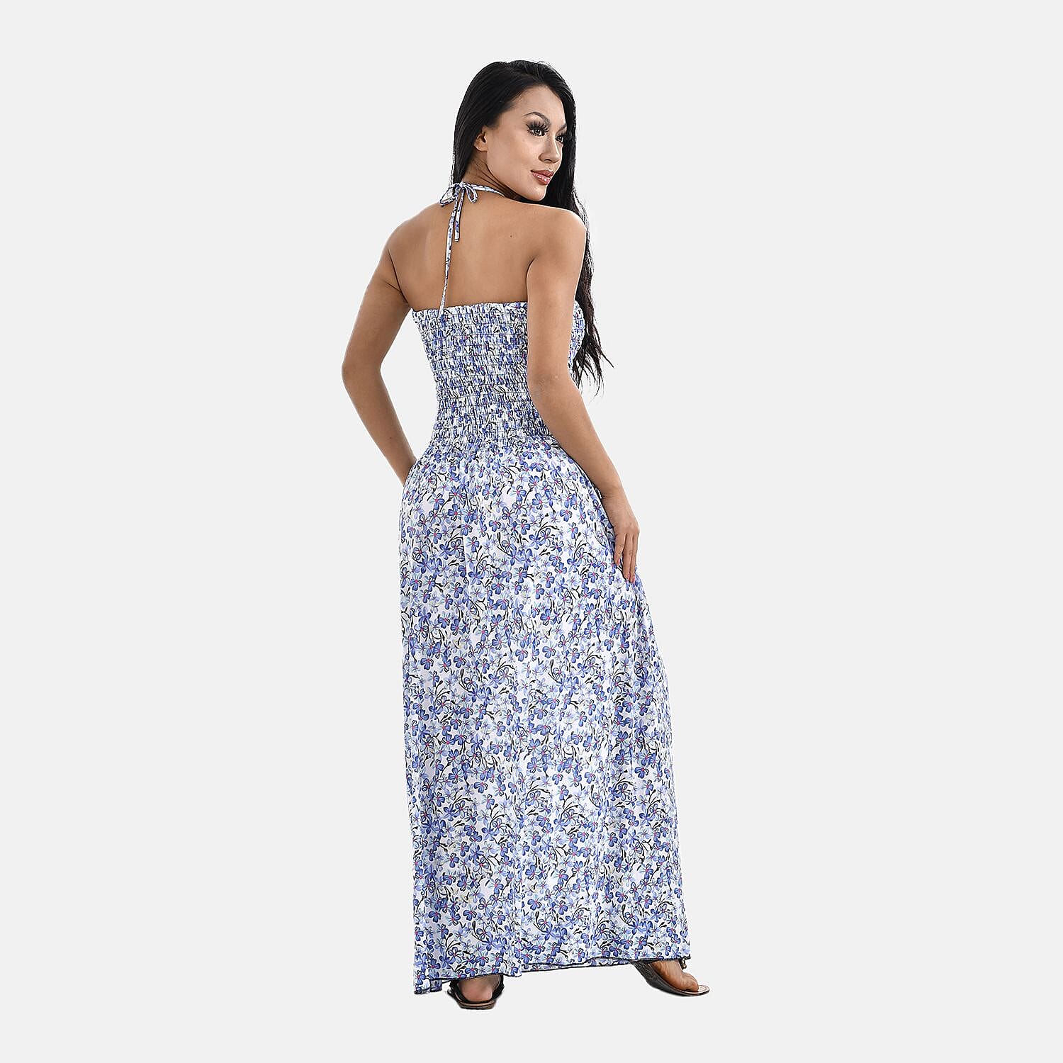 Tamsy Floral Printed Smock Dress (One Size, 8-18) - Green