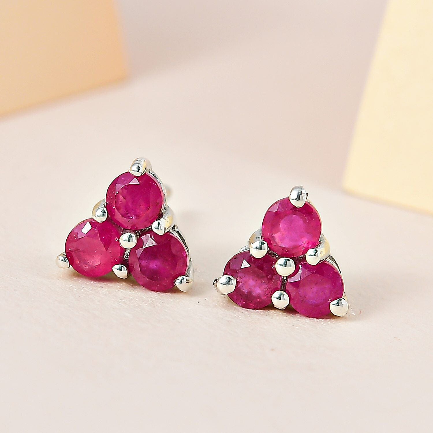 Close Out Deal- Premium African Ruby Earrings (with Push Back) in Platinum Overlay Sterling Silver 1.03 Ct.
