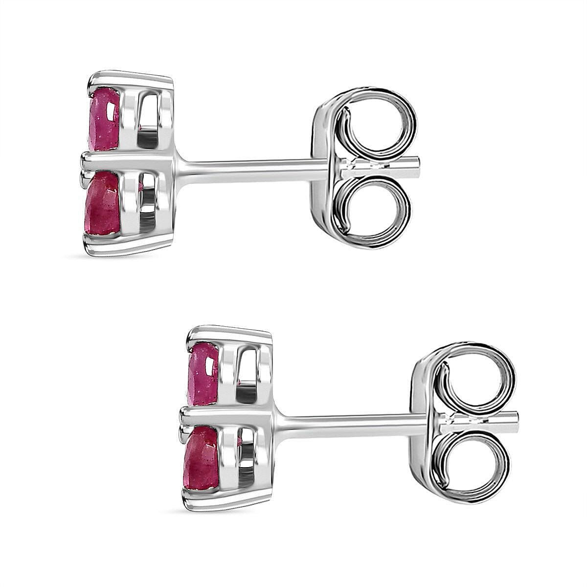 Close Out Deal- Premium African Ruby Earrings (with Push Back) in Platinum Overlay Sterling Silver 1.03 Ct.