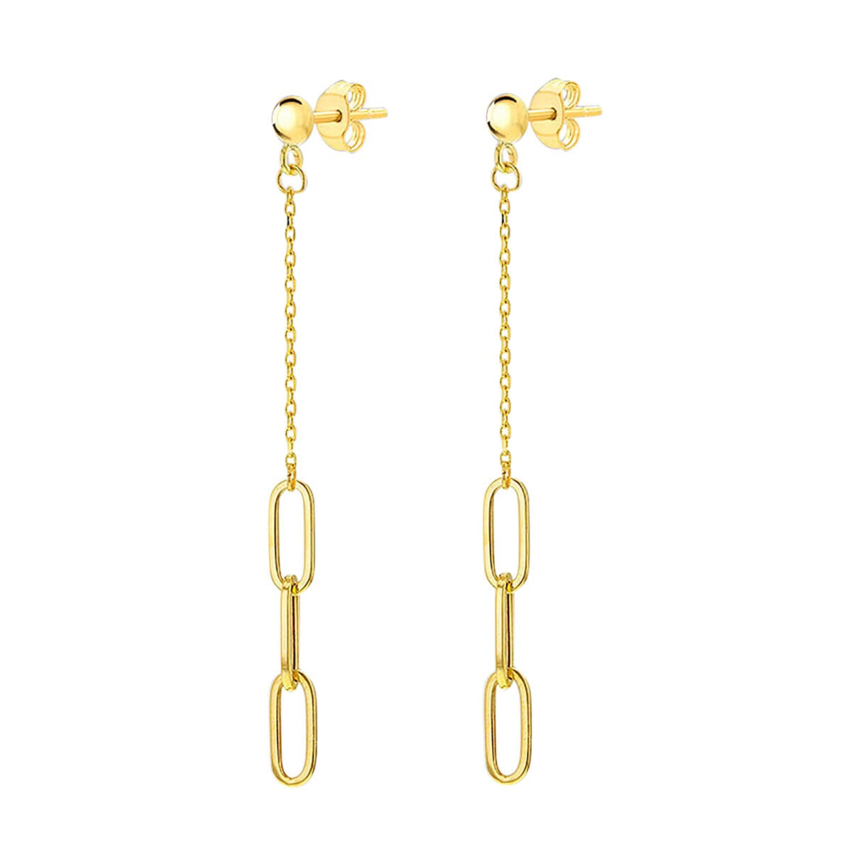 Vicenza Closeout - 9K Yellow Gold Paperclip Chain Drop Earrings