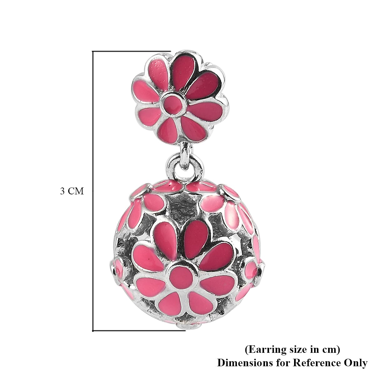 Dangling Enamelled Earrings (with Push Back) in Silver Tone