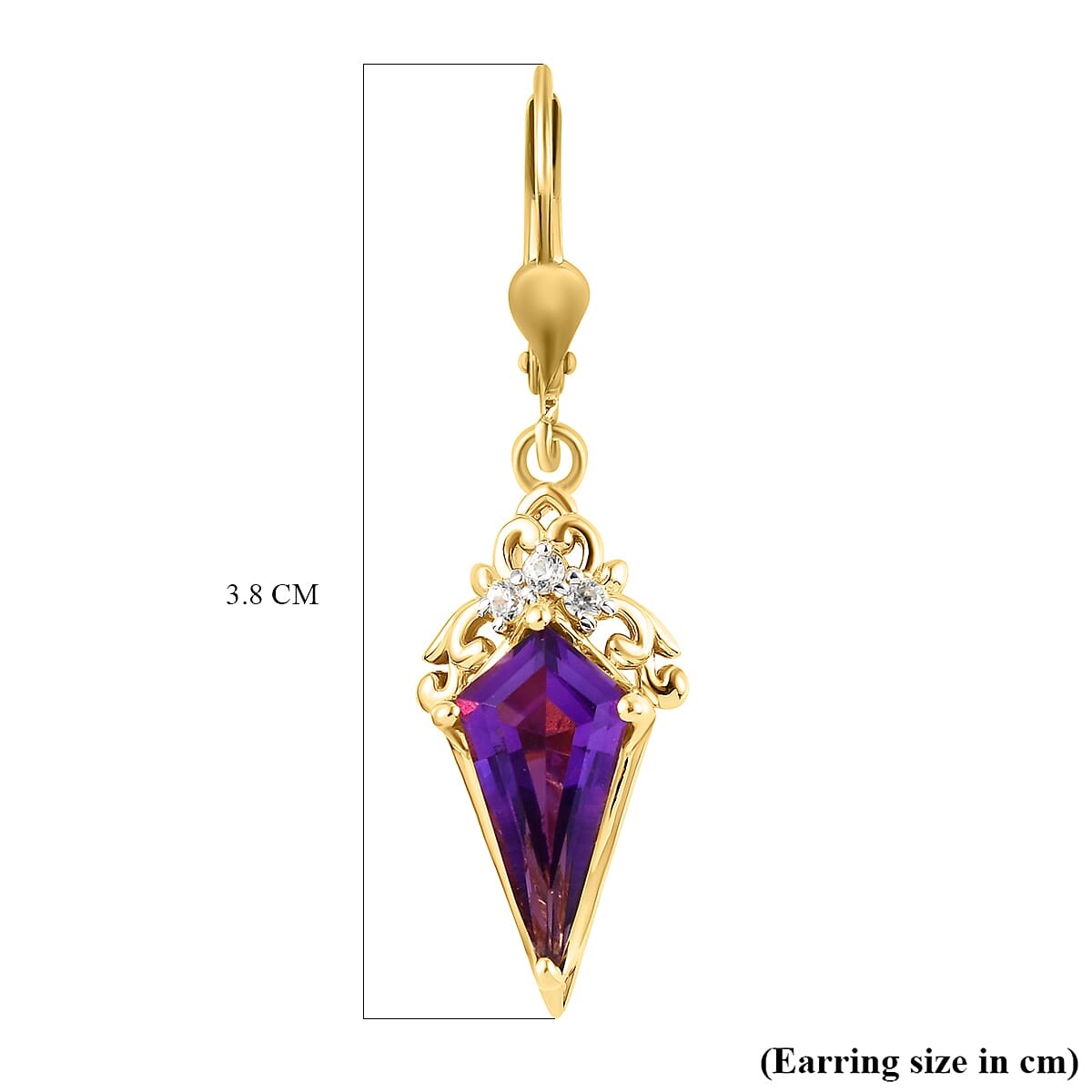 Amethyst and Natural Cambodian Zircon Dangling Earrings (Lever Back) in 14K Gold Overlay Sterling Silver 4.08 Ct.