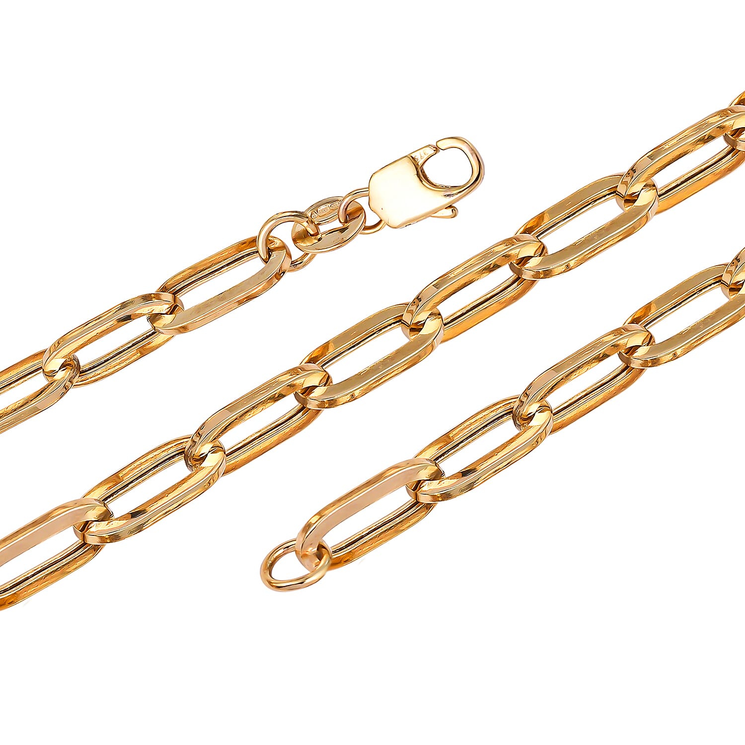 Hatton Garden Close Out - 9K Yellow Gold Paper Clip Necklace (Size 30) with Lobster Clasp, Gold Wt. 13.00 Gms