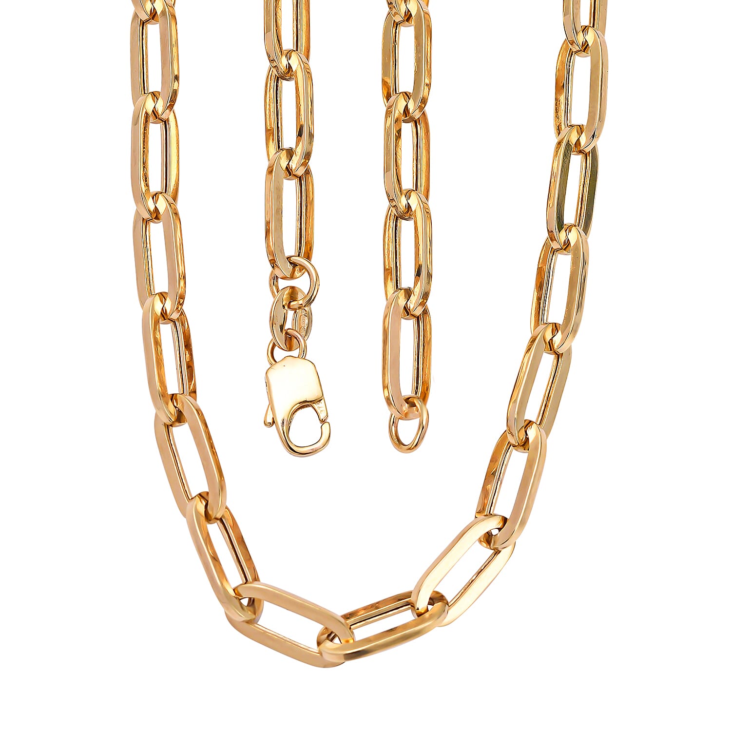 Hatton Garden Close Out - 9K Yellow Gold Paper Clip Necklace (Size 30) with Lobster Clasp, Gold Wt. 13.00 Gms