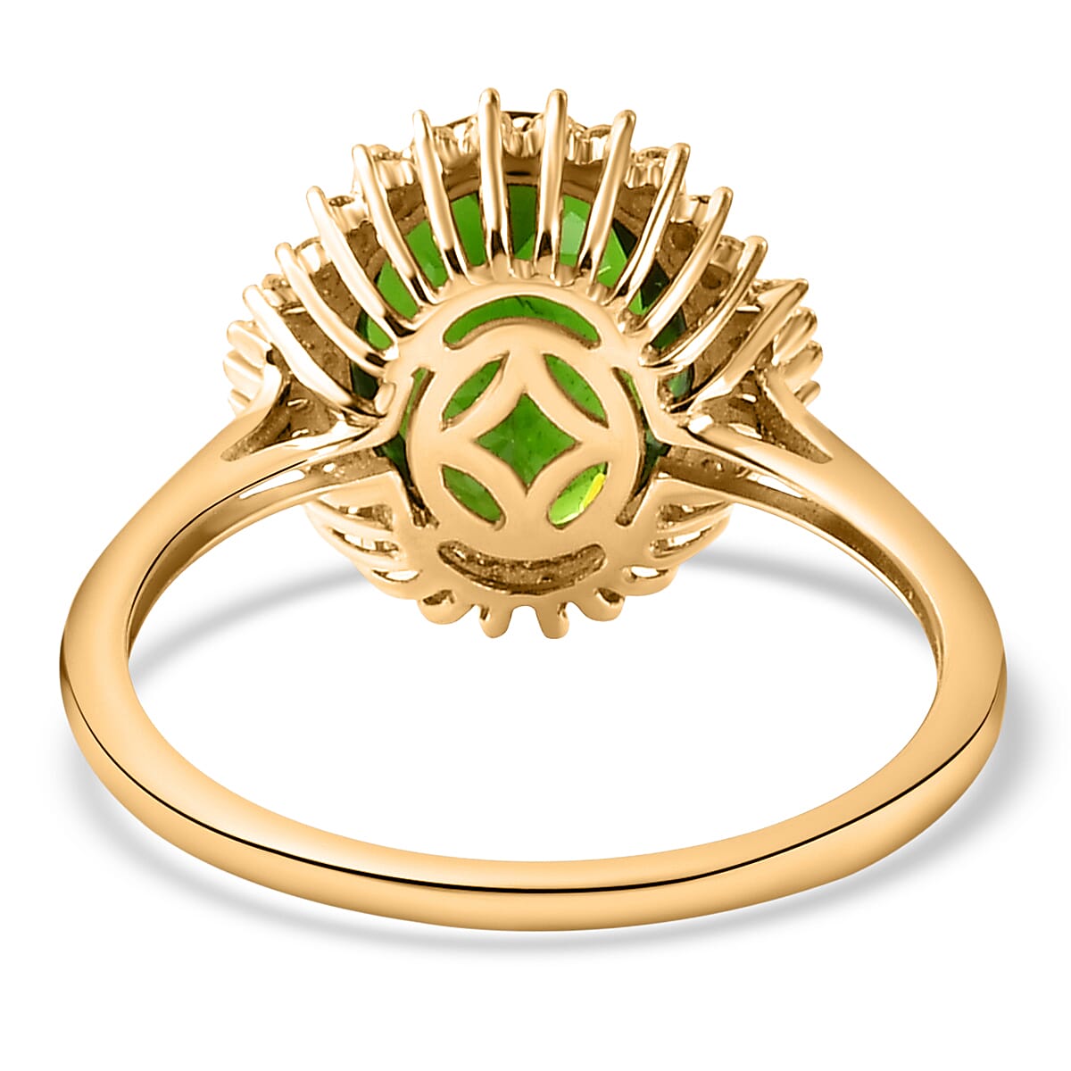 9K Yellow Gold AAA Chrome Diopside and Diamond Ring 3.86 Ct