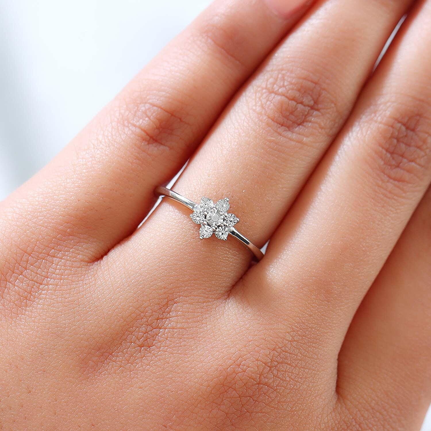 Diamond Floral Ring in Sterling Silver