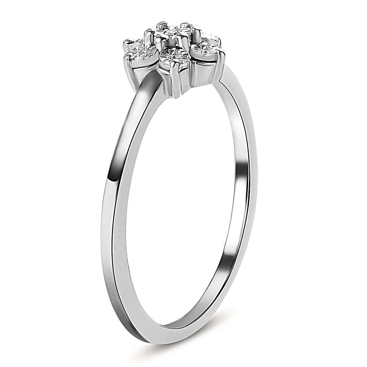 Diamond Floral Ring in Sterling Silver