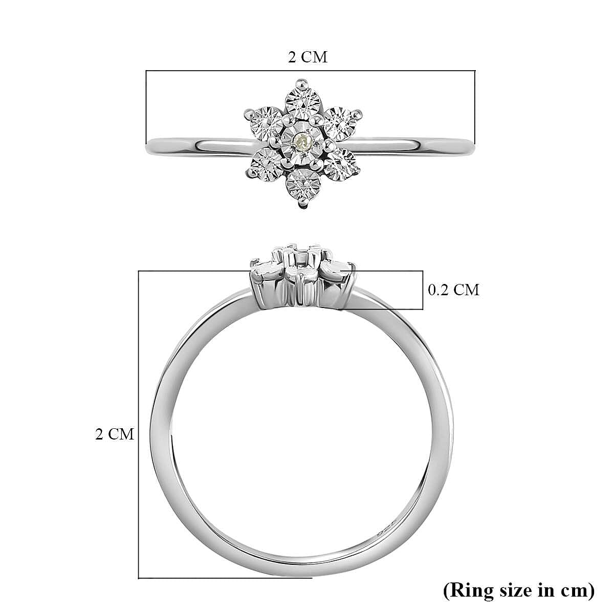 Diamond Floral Ring in Sterling Silver