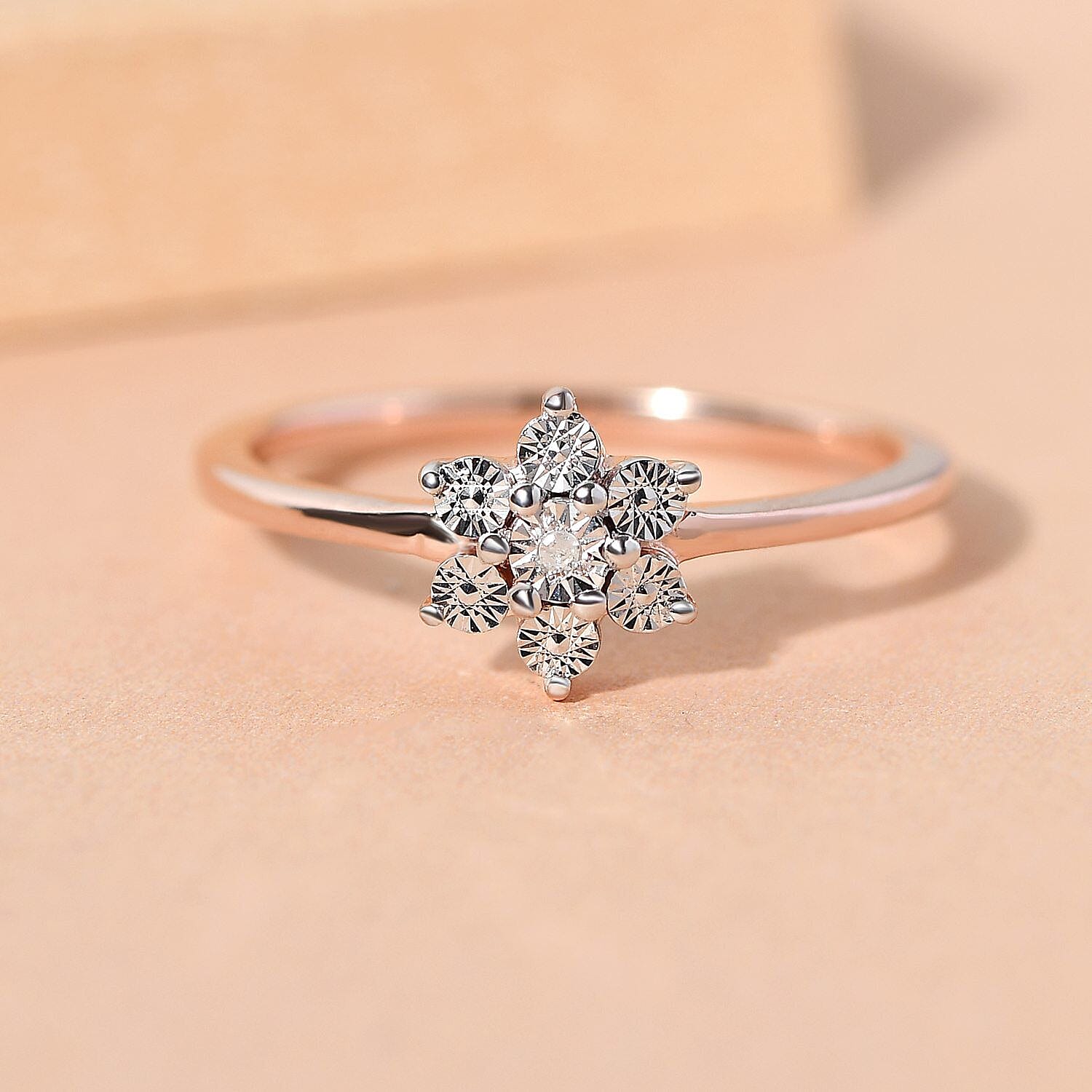 Diamond Floral Ring in Sterling Silver