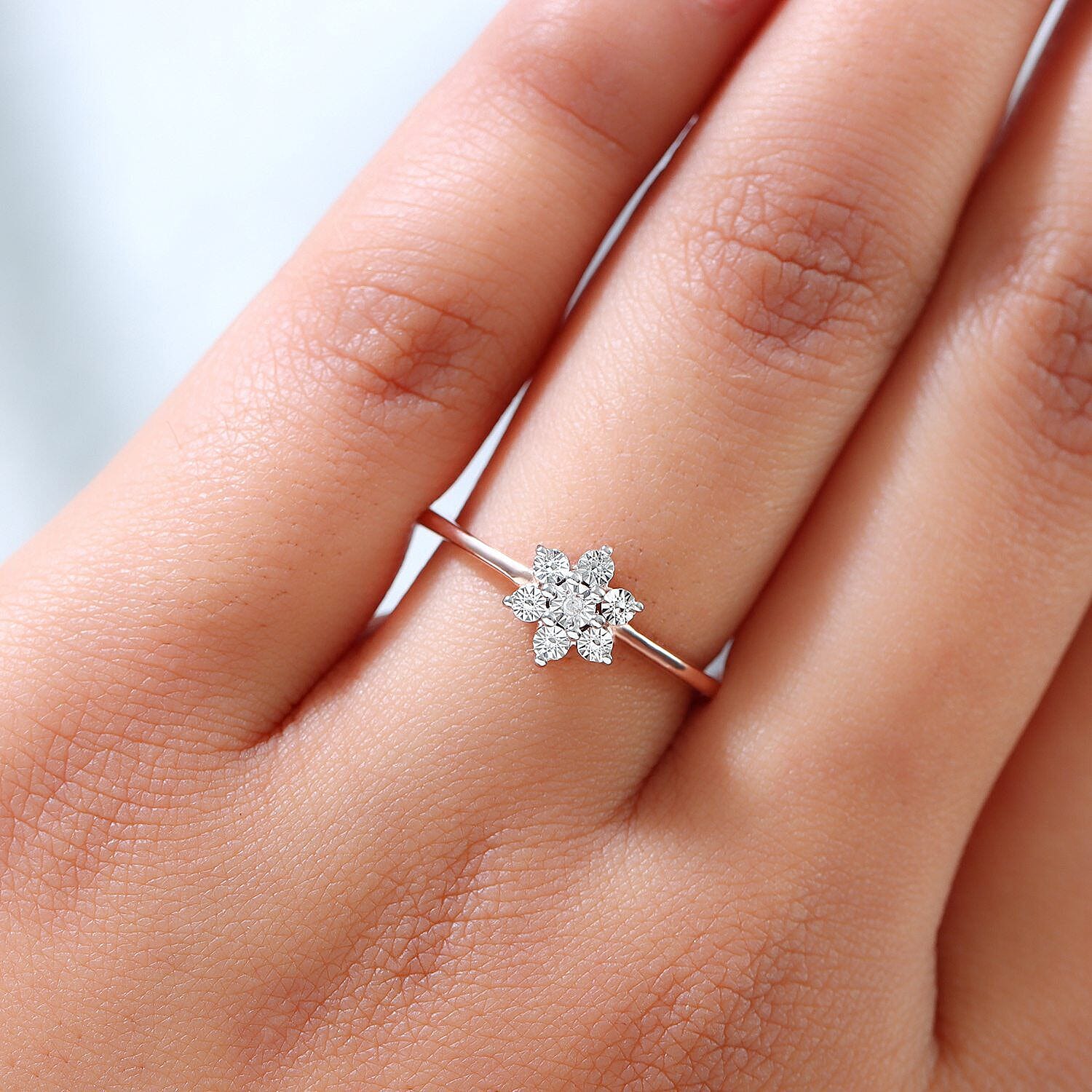 Diamond Floral Ring in Sterling Silver