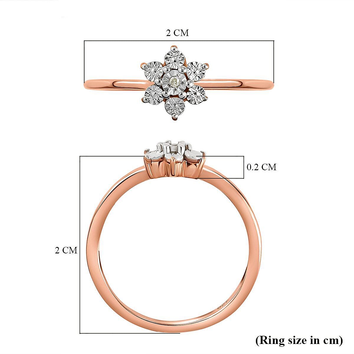 Diamond Floral Ring in Sterling Silver