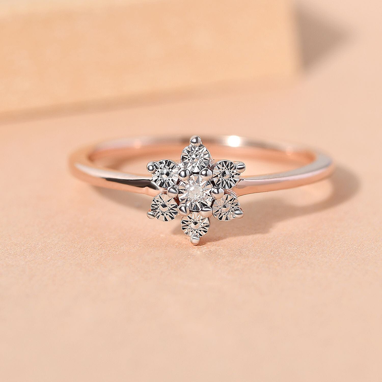 Diamond Floral Ring in Sterling Silver