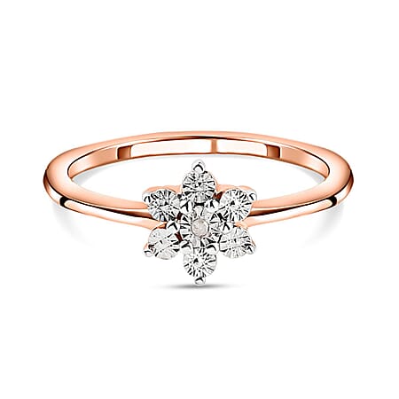 Diamond Floral Ring in Rose Gold Plated Sterling Silver