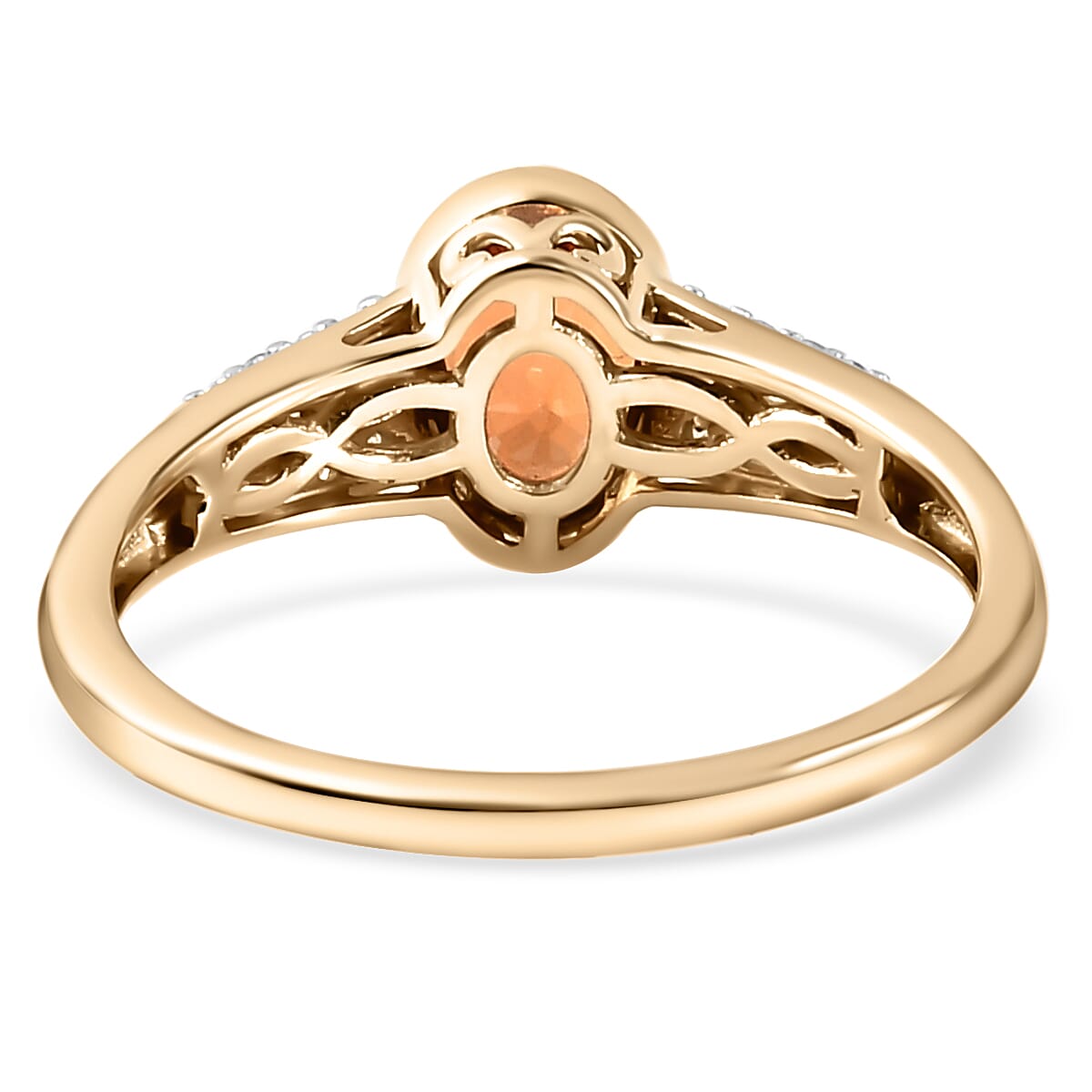 9K Yellow Gold Shipwreck Thai Orange Sapphire and Diamond Ring 1.18 Ct.