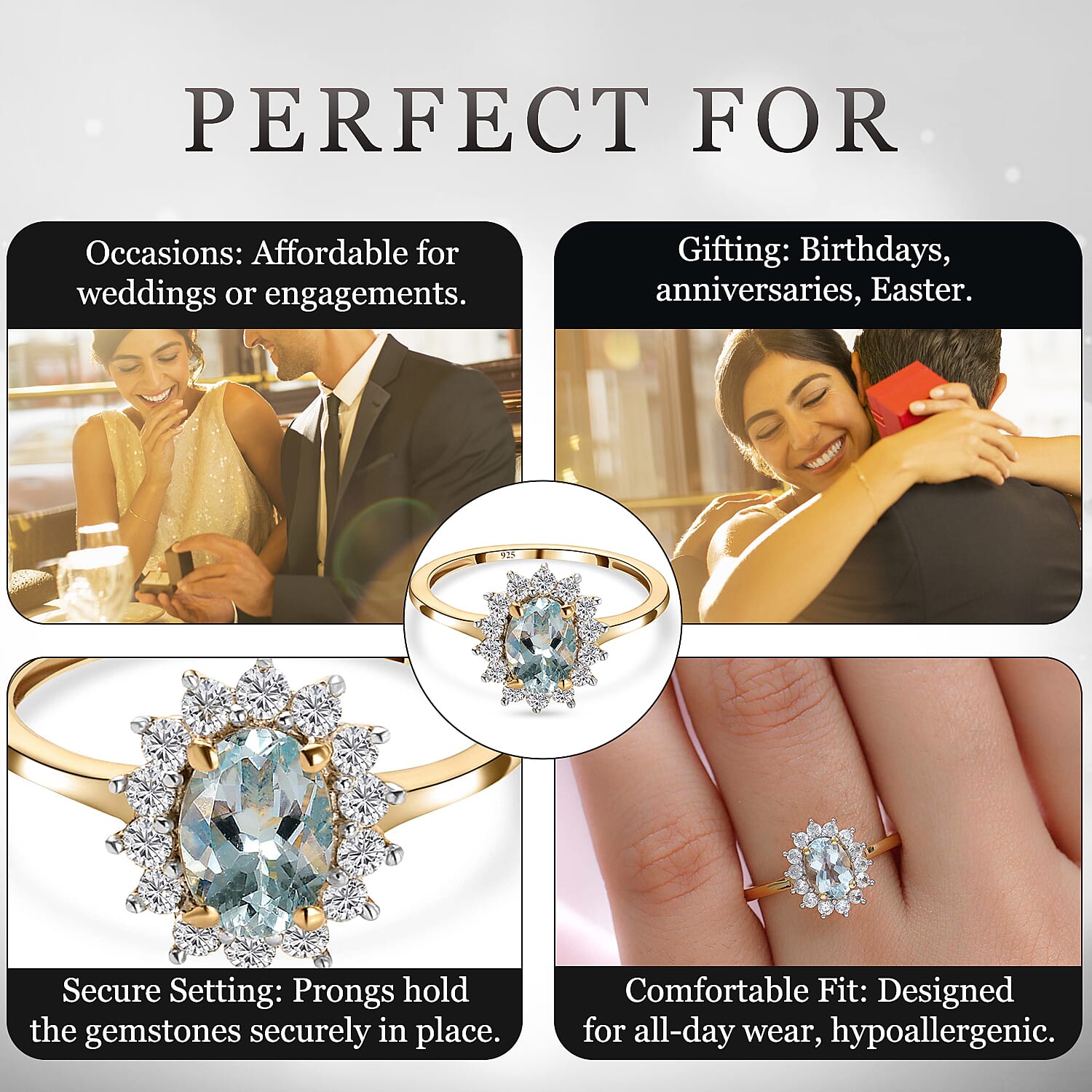 Princess Diana Inspired Halo Ring in Sterling Silver