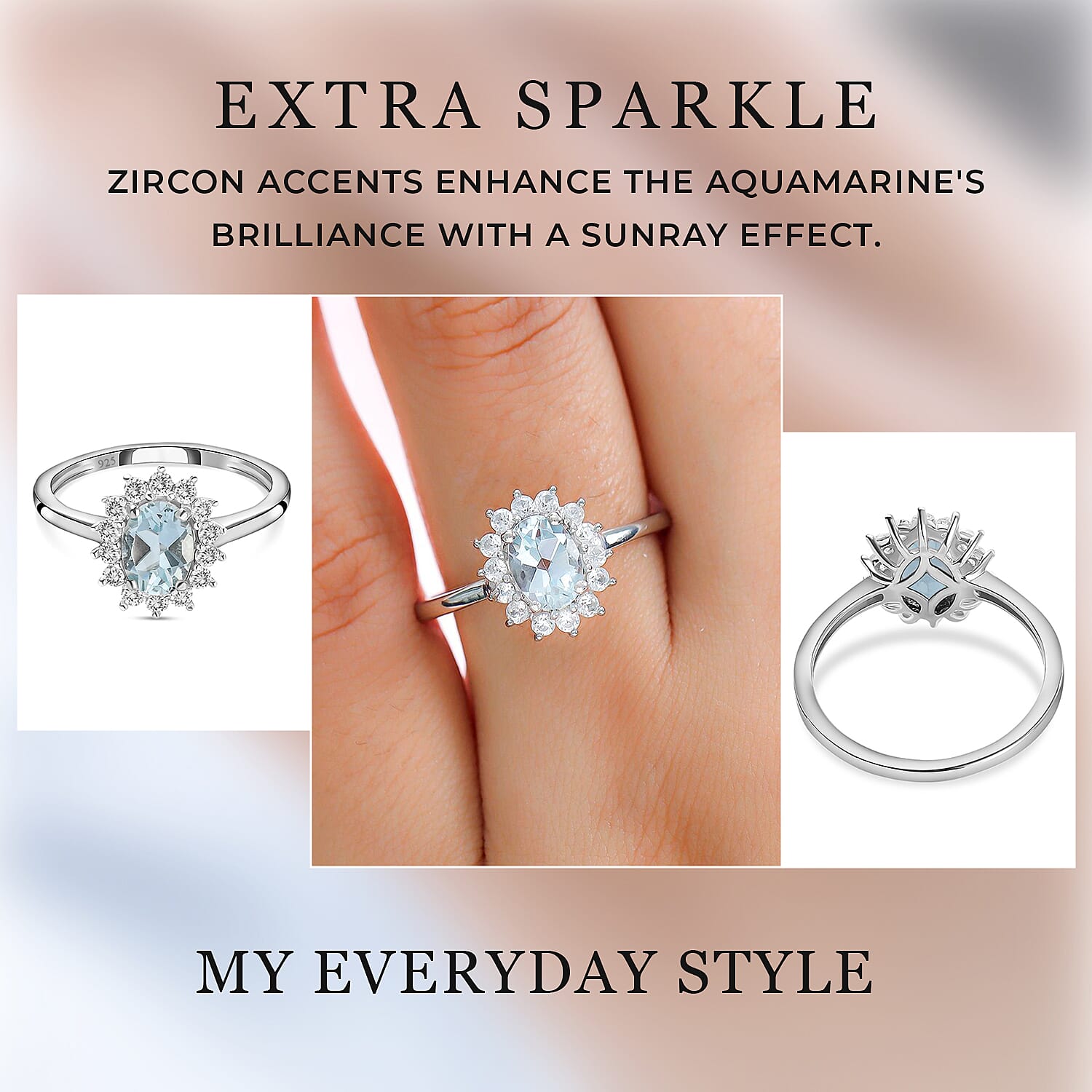 Princess Diana Inspired Halo Ring in Sterling Silver