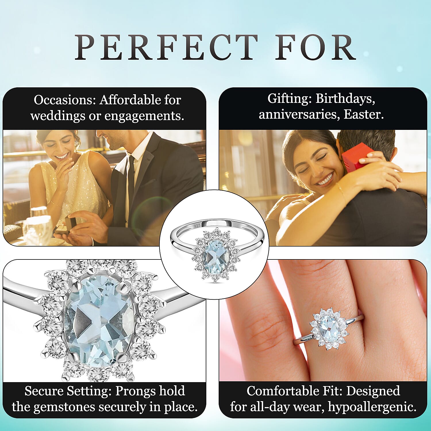 Princess Diana Inspired Halo Ring in Sterling Silver