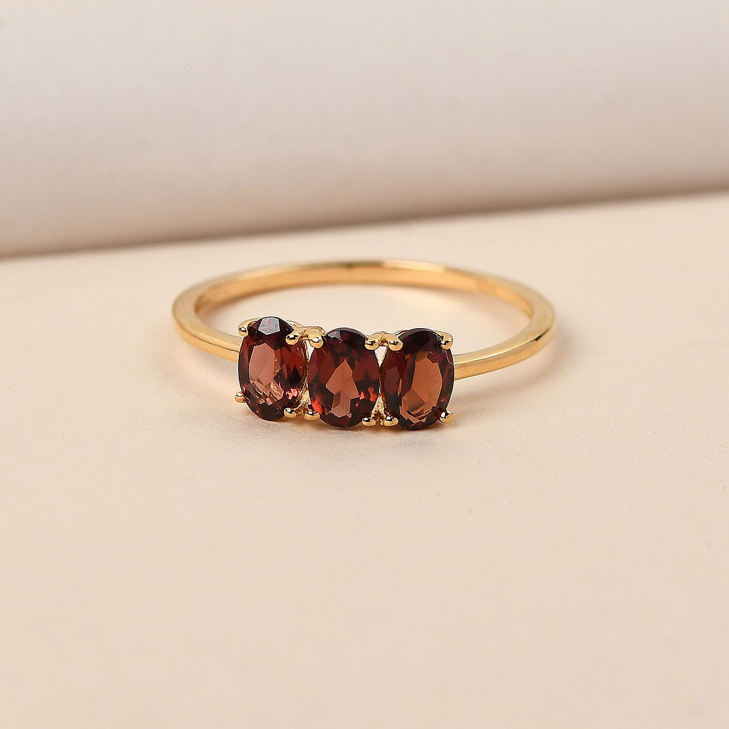Mozambique Garnet Trilogy Ring in Sterling Silver