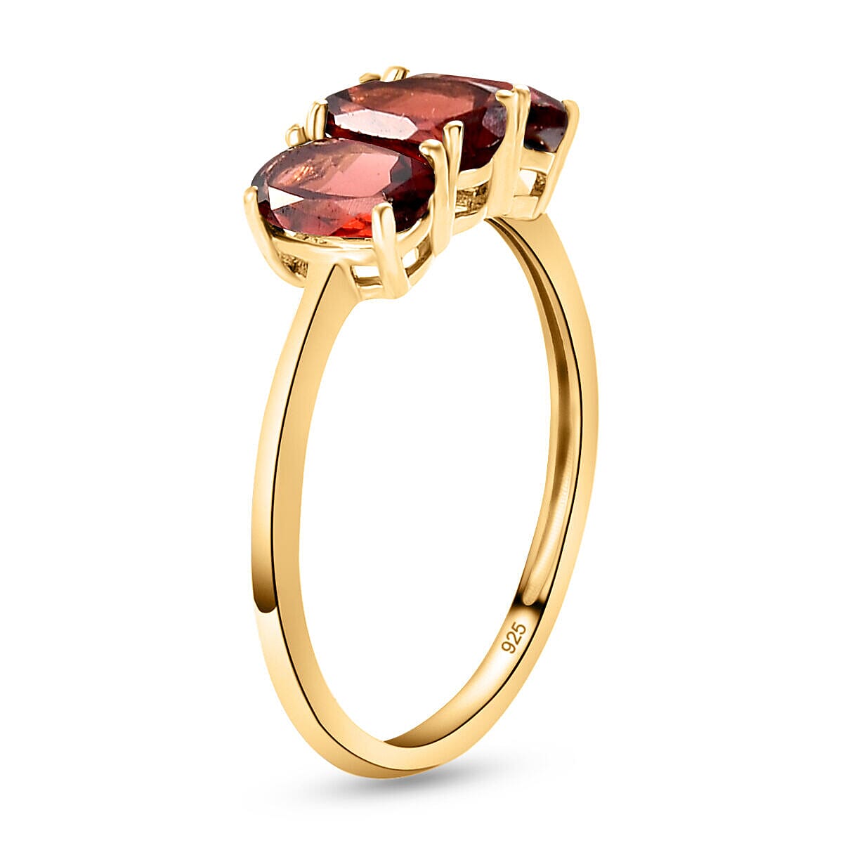 Mozambique Garnet Trilogy Ring in Sterling Silver