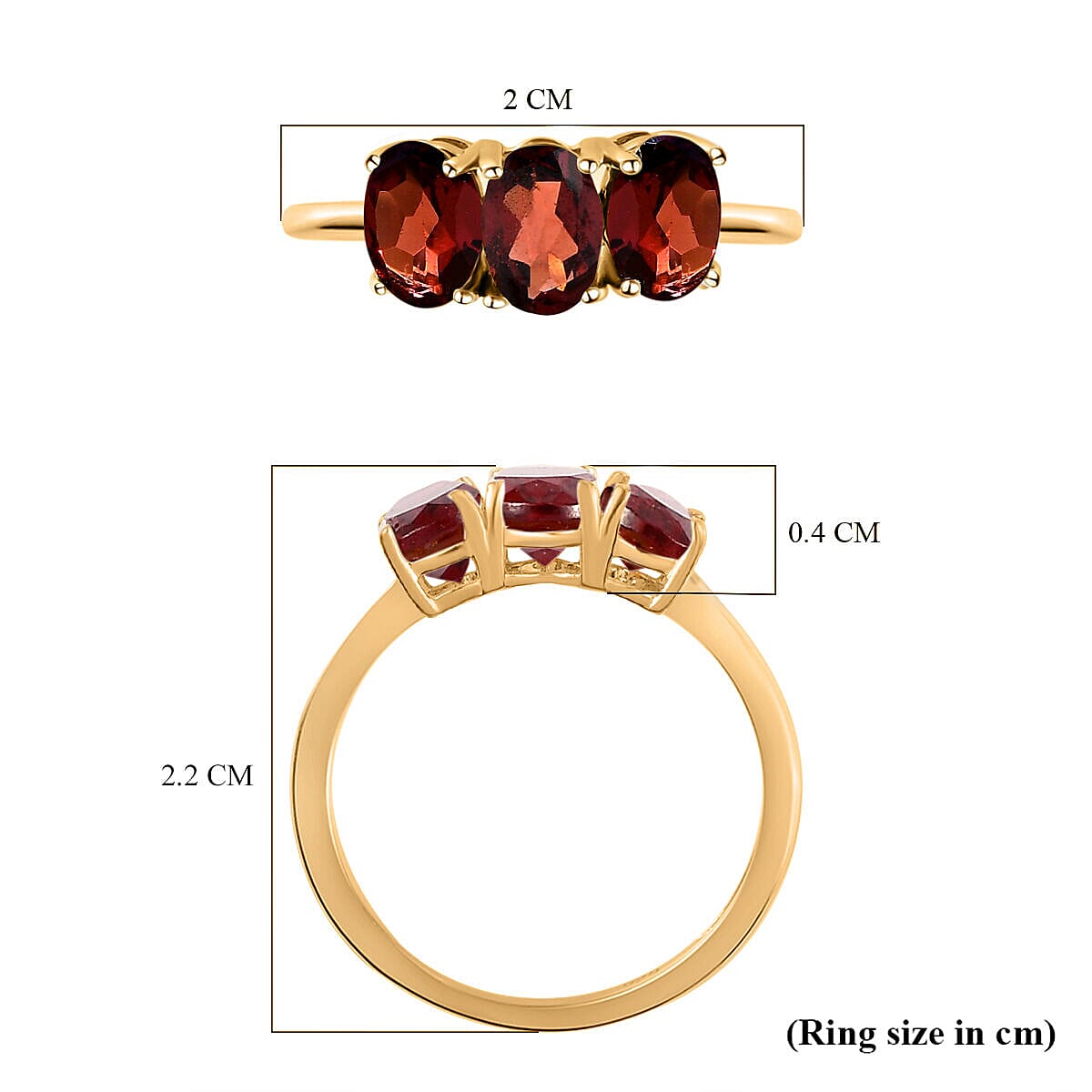 Mozambique Garnet Trilogy Ring in Sterling Silver