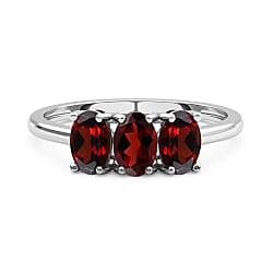 Mozambique Garnet Trilogy Ring in Sterling Silver