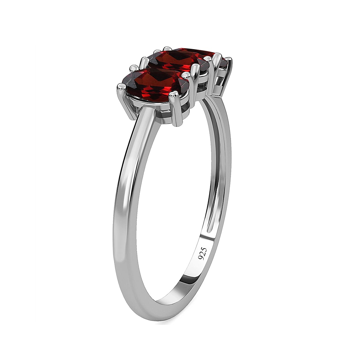 Mozambique Garnet Trilogy Ring in Sterling Silver